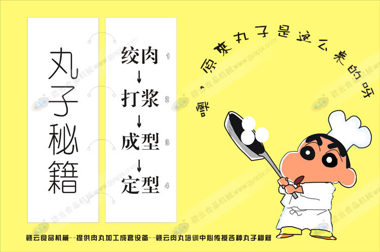 丸子秘籍-蠟筆小新-絞肉-打漿-成型-定型-贛云機械